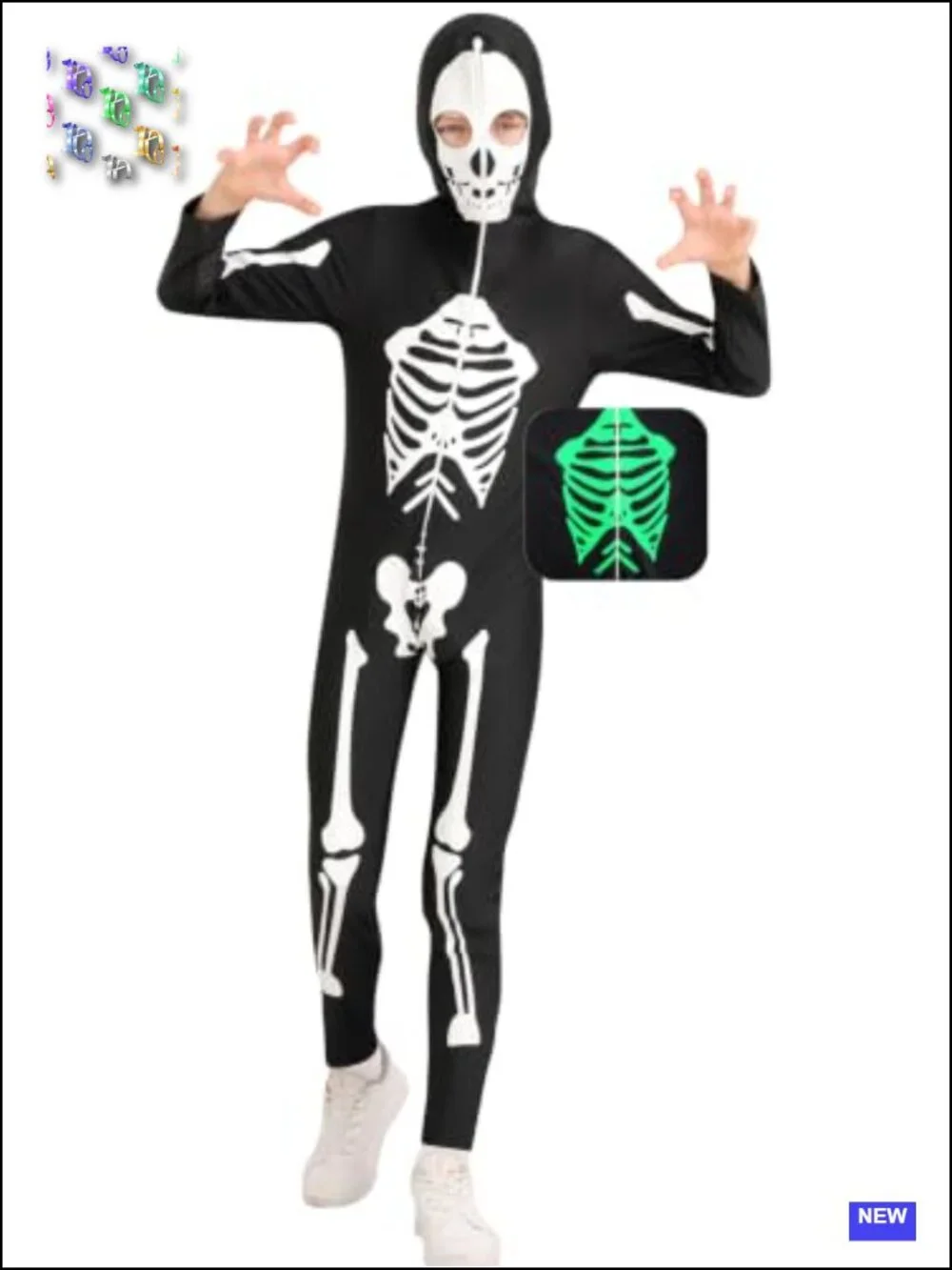 Kids Glow in the Dark Skeleton Costume Jumpsuit Boys Halloween